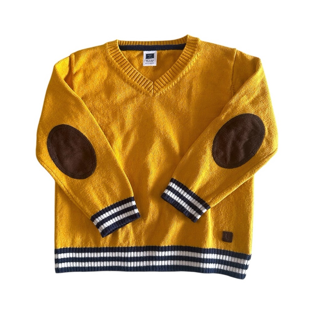 Janie And Jack Mustard Yellow Elbow Patch Sweater